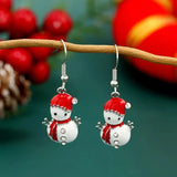 Xpoko Christmas Gifts Cute Christmas Snowman Earrings for Women Elegant Snowflake Christmas Tree Sock Bells Earrings New Year Party Jewelry Gift