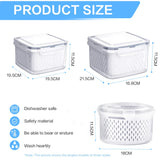 Xpoko 1pcRefrigerator Storage Box FreshVegetable Fruit Boxes Drain Basket Storage Containers Pantry Kitchen Organizer Fridge Organizer