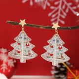 Xpoko Christmas Gifts New Fashion Acrylic Christmas Tree Earrings for Women Cute Santa Claus Snowflake Gingerbread Man Splicing Wooden Earring Jewelry