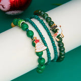 Xpoko 4 Pcs/Set Christmas Colorful Beads Bracelets for Women Handmade Snowman Santa Claus Elk Pendant Bracelet New Year Jewelry Gifts