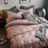 Xpoko Nordic Princess Pink Bedding Set Girls Adults Twin Full Queen Size Bed Flat Sheet Duvet Cover Pillowcases Solid Color Bed Linen