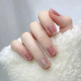 Xpoko 24 Short Pieces of French Glitter Simple Fingernail with 1 Jelly Gel and 1 Nail File