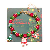 Xpoko Christmas Gifts Christmas Drip Oil Santa Claus Beaded Bracelets for Women Handmade Crystal Beads Christmas Tree Sock Charm Bracelet Jewelry Gift