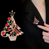 Xpoko Christmas Gifts Luxury Rhinestone Christmas Tree Brooches for Women Exquisite Crystal Penguin Elk Snowman Brooch Pins Corsage Christmas Jewelry