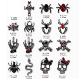 Xpoko 10PCS Gothic Punk Style Alloy 3D Nail Art Charms Heart Skeleton Cross Spider Design For Halloween Nails Decoration Accessories