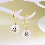 Xpoko Christmas Gifts Cute Christmas Snowman Drop Earrings for Women Fashion Shiny Crystal Snowflake Earring Girls New Year Party Jewelry Holiday Gift