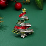 Xpoko Christmas Gifts Luxury Rhinestone Christmas Tree Brooches for Women Exquisite Crystal Penguin Elk Snowman Brooch Pins Corsage Christmas Jewelry