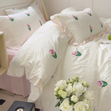 Xpoko Coquette Room Tulip Ruffle Bedding Set