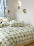 Xpoko Danish Pastel Plaid Bedding Set