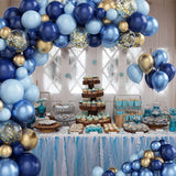 Xpoko Navy Blue Balloon Garland Arch Kit Metallic Blue Gold Confetti Ballon Birthday Baby Shower Party Wedding Decor Graduation Globos