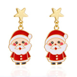 Xpoko Christmas Gifts Fashion Christmas Asymmetrical Drop Earrings for Women Santa Claus Bells Snowman Xmas Tree Boots Hat Earring Girls Party Jewelry