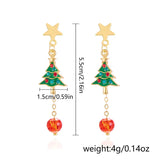 Xpoko New Crystal Christmas Tree Tassel Earrings for Women Trendy Rhinestone Snowflake Bow Round Drop Earring Girls Christmas Jewelry