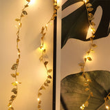 Xpoko LED Golden Leaves String Light Battery-operated Garland For Living Room Bedroom Party Wedding New Year Birthday Party Decoration