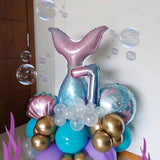 1set Mermaid Tail Party Balloons Number Foil Balloon 1st 2nd 3rd Girls Birthday Decor Balon Wedding Mermaid Shell Helium Globos