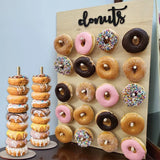 Xpoko Wedding Decoration Wooden Donut Stand Wall Dessert Doughnut Table Holder Wedding Supplies Kids Girl Birthday Party Baby Shower