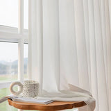 Xpoko Thick Dense Soft Tulle Silk Like Cream White Sheer Curtains for Living Room Bedroom Window Voiles S Folds Waves Kitchen Drapes