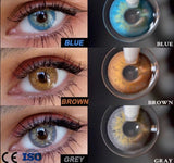 Xpoko 2Pcs/Pair Colored Contact Lenses Colorful Beauty Cosmetic Contacts Natural Color Lens Eye Contact Blue Lenses