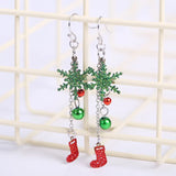 Xpoko Christmas Gifts Cute Christmas Snowman Earrings for Women Elegant Snowflake Christmas Tree Sock Bells Earrings New Year Party Jewelry Gift