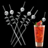 Xpoko 6Pcs Mirror Disco Ball Straws Disco Decorative Straws Mini Disco Straw Party Decorations for Holiday Wedding Birthday Supplies