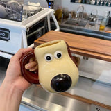 Xpoko Dog Ceramic Mug Breakfast Milk Mug Cute Cartoon Coffee Mug Large Capacity Water Cup Ceramic Mugs Cartoon Birthday Gift for Gril