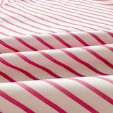 Xpoko Pink Striped Fitted Sheets for Kids Girls Simple White Stripe Bedding Sets Farmhouse Ticking Stripes Women Fitted Sheet Decor