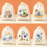 Xpoko Christmas Astronaut Rocket Theme Cotton Candy Bags Outer Space Birthday Party Decoration Gifts Jewelry Hessian Sack Pouches Packing Bag