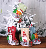 Xpoko Santa Socks Tartan Cloth Dolls Linen Stocking Christmas Tree Pendant Xmas Ornaments Gift Bag Merry Christmas Decor For Home 2025