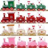 Xpoko Wooden Train Christmas Ornaments Santa Cake Decoration Merry Christmas Navidad New Year Party Table Decoration Kids Gifts Toys