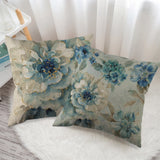 Xpoko Car Sofa Cushion Pillow Pillowcase Square Pillow Pillowcase Blue Flower Printing Decoration Home Seat Pillowcase 45cm*45cm