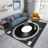 Xpoko Vintage Disc Record Carpet Musical Turntable Throw Rugs Fashion Non-Slip Floor Mat for Living Room Indoor Apartment Dorm Decor