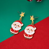 Xpoko Christmas Gifts Fashion Christmas Asymmetrical Drop Earrings for Women Santa Claus Bells Snowman Xmas Tree Boots Hat Earring Girls Party Jewelry