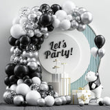 Xpoko 102pcs black silver balloon kit. Silver paper balloon Birthday Graduations Engagements retirements anniversary party decorations