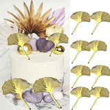 Xpoko Acrylic Gold Ginkgo Leaves Cake Topper Happy Birthday Cake Topper Baking Accessories Party Supplies Cake Decorating Tools