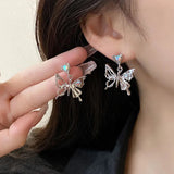 Xpoko Korean Fashion Pearl Crystal Star Drop Earrings for Women Geometric Pendants Jewelry Gift