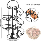 Xpoko Modern Metal Egg Shelter Rack Kitchen Countertop Egg Organiser Shelf Home Kitchen Supplies Spiral Storage Roller Rack