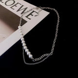 Xpoko New Fashion Trend Stainless Steel Elegant Exquisite Light Luxury Pearl Necklace Ladies Jewelry Party Premium Gift Wholesale