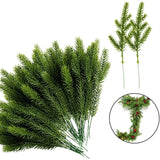 Xpoko 10Pcs Christmas Ornament Pine Leaves Decorative Flower for Scrapbooking Home Decoration Accessories Wedding Artificial Plants