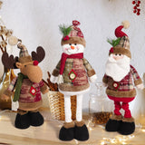 Xpoko Telescopic Long Legs Snowman Santa Claus Elk Doll Christmas Party Ornament Merry Christmas Decor Gift Happy New Year 2025