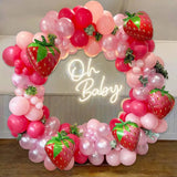 Xpoko 102pcs Strawberry Party Decoration Balloon Garland Kit for Girls 1st 2nd Birthday Party Supplies Strawberry Theme Decoration