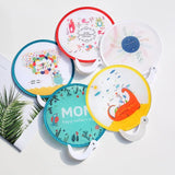 Xpoko 1pc Portable Folding Fan with Handle Cartoon Mini Fan Women Summer Round Fan Kids Gifts Creative Wedding Party Favors