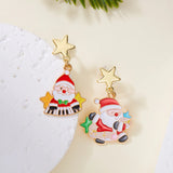 Xpoko Christmas Gifts New Trend Asymmetric Christmas Earrings for Women Cute Bear Santa Claus Christmas Tree Snowman Drop Earrings Girls Party Jewelry