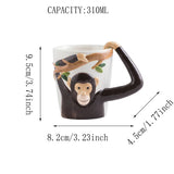 Xpoko Monkey Animal Shape Mug Mug Coffee Cup Children Cartoon Ceramic Mug Cute Pet Expression Mug Water Glass Milk Cup Mug Cool Cups