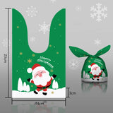 Xpoko 10Pcs Christmas Candy Bag Cute Rabbit Ear Cookie Plastic Bags Xmas Party Decoration Gift Bags For Biscuits Snack Baking Package