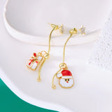 Xpoko Christmas Gifts Trendy Asymmetric Santa Claus Long Tassel Earrings for Women Creative Christmas Tree Snowman Adjustable Earring New Year Jewelry