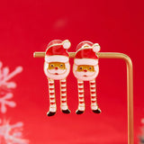 Xpoko Christmas Gifts Creative Long Legs Santa Claus Christmas Earrings for Women Cute Painting Oil Animal Elk Christmas Tree Earring New Year Jewelry