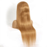 Xpoko 13x4 HD Transparent Lace Front Human Hair Wigs 27# Honey Blonde Colored Hair 32 Inch Straight Human Hair Frontal Wigs For Women