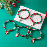 Xpoko Christmas Gifts Christmas Drip Oil Santa Claus Beaded Bracelets for Women Handmade Crystal Beads Christmas Tree Sock Charm Bracelet Jewelry Gift