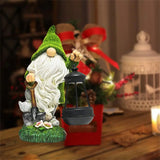Xpoko Art Craft for Home Garden Flocked Garden Decorations with Solar Lights Resin Cartoon with Lantern Ornament Lamps
