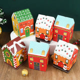 Xpoko 5 Christmas Candy Box House Shape Gift Boxes Merry Christmas Decorations 2023 New Year Birthday Party Packaging Bags Kids Favors