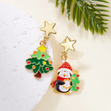 Xpoko Christmas Gifts New Trend Asymmetric Christmas Earrings for Women Cute Bear Santa Claus Christmas Tree Snowman Drop Earrings Girls Party Jewelry